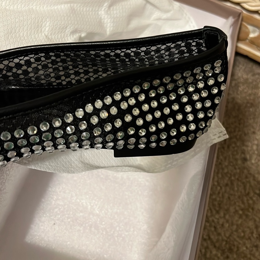 KaroNairy Rhinestone Sparkly Ballet Flats Mesh Black Shoes 9 NWT - Picture 14 of 16